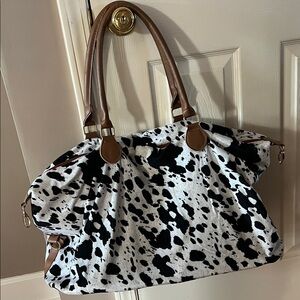 Stylish Black and White Cow Print Tote Bag